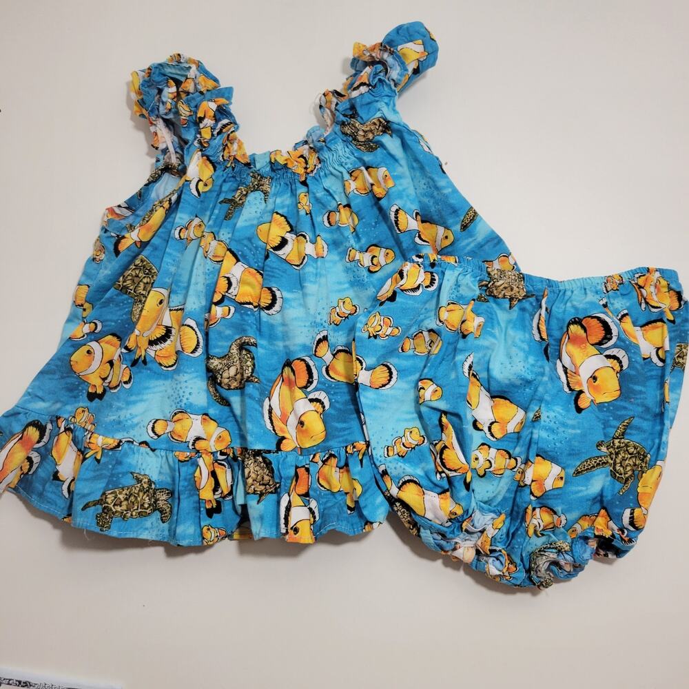 Handmade Baby Clownfish Dress Bloomers Set 6-9 Months Ocean Sea Turtle Outfit